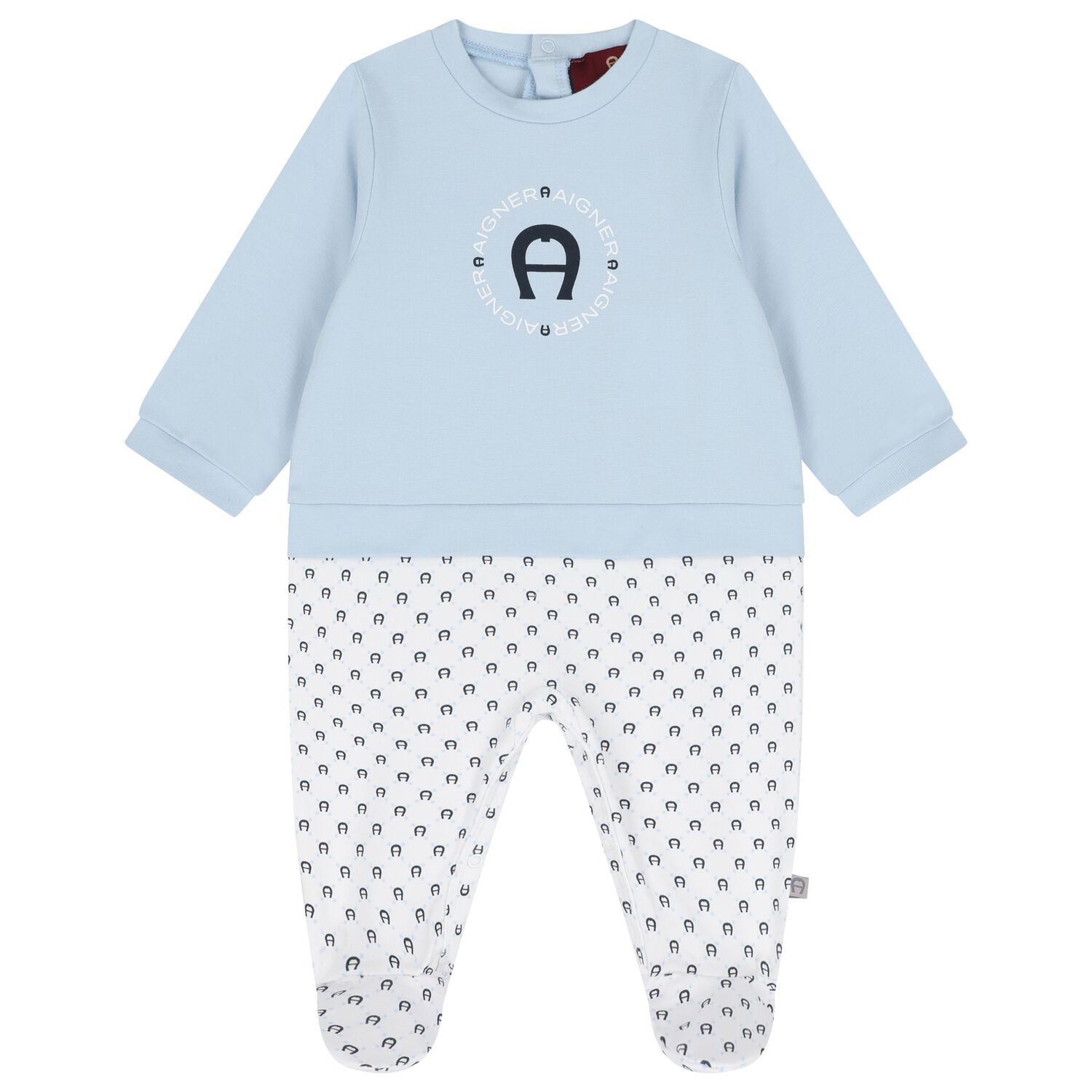 Baby Boys Blue & White Logo Babygrow, 2, hi-res