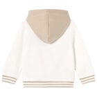 Younger Boys Ivory & Beige Teddy Bear Hooded Top, 1, hi-res