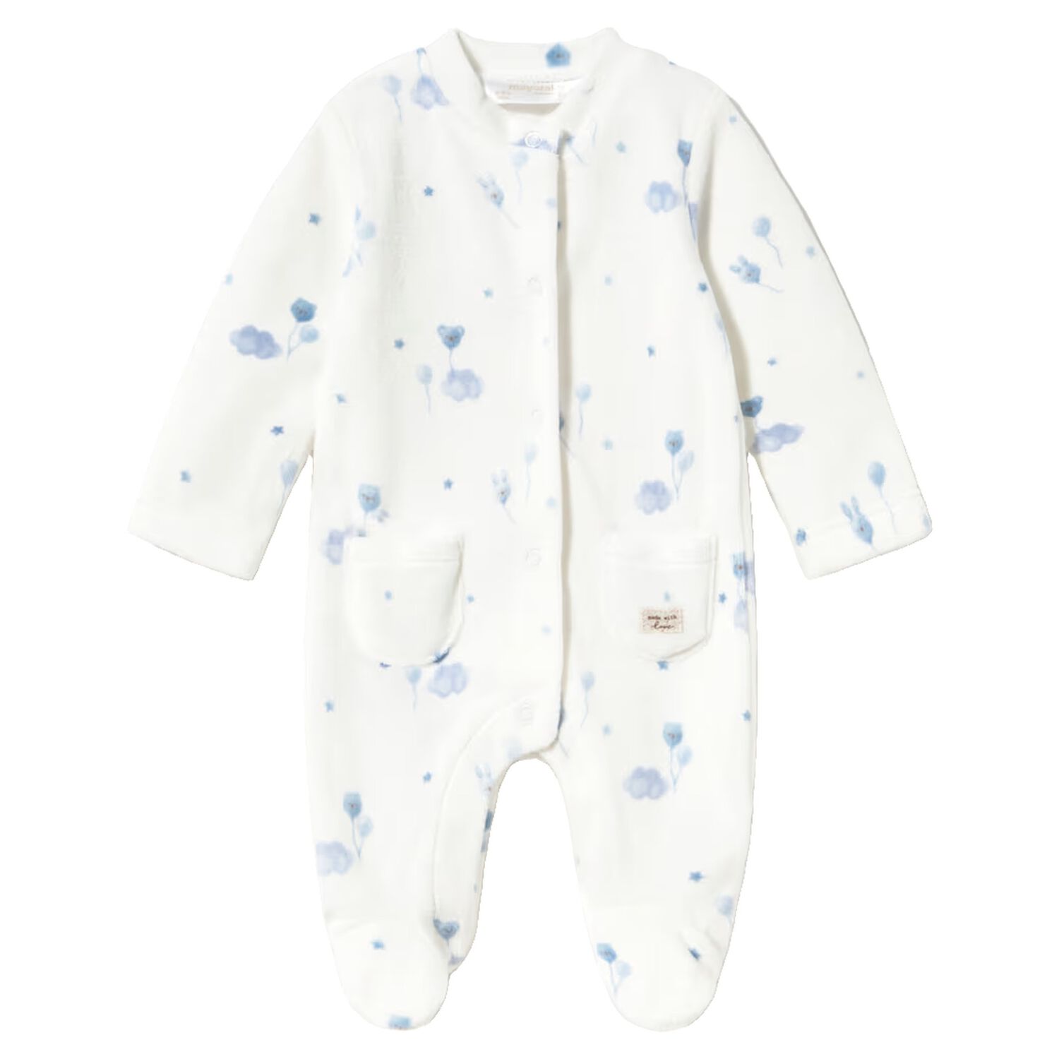 Baby Boys Ivory & Blue Balloon Babygrow, 2, hi-res