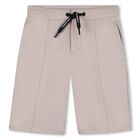 Boys Beige Logo Shorts , 1, hi-res