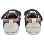 Younger Boys Navy Blue Faux Leather Trainers, 1, hi-res