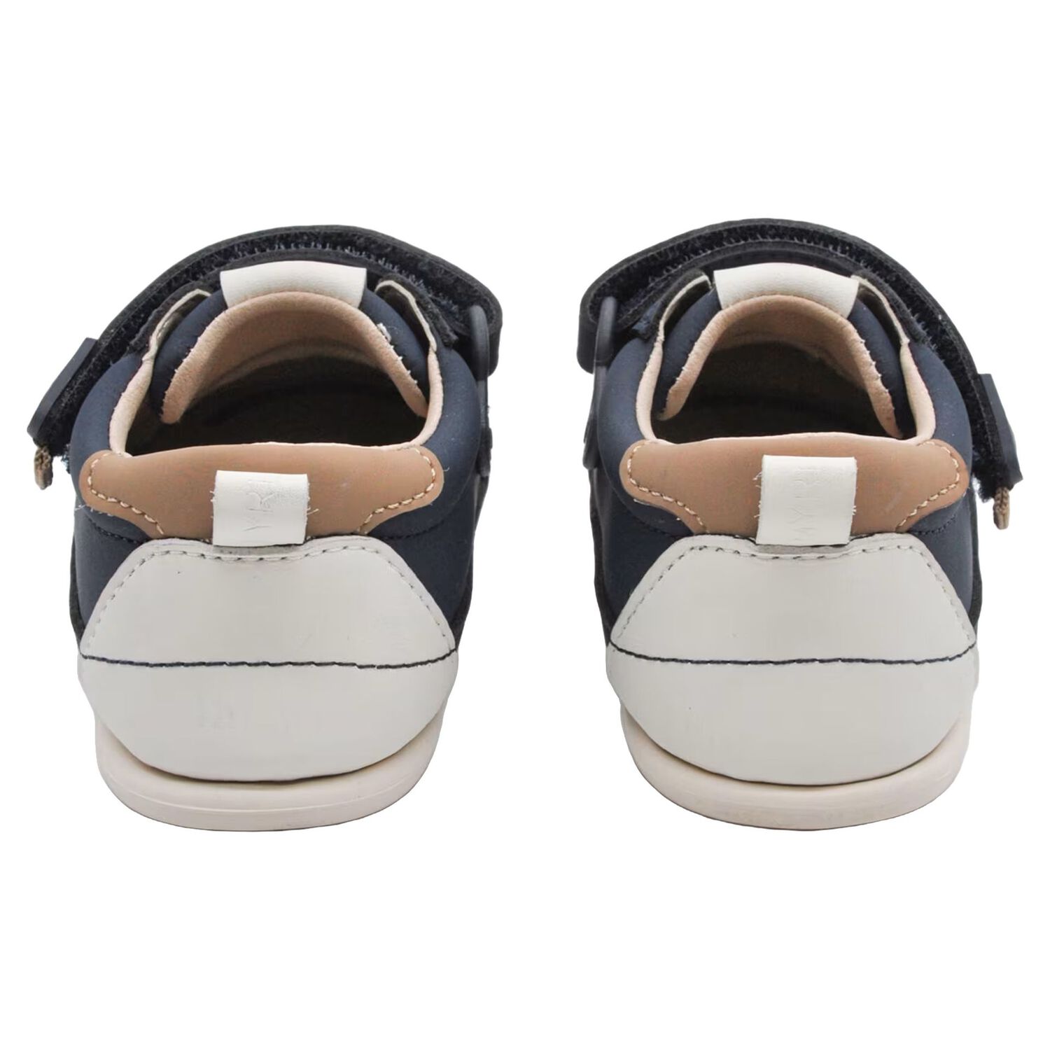 Younger Boys Navy Blue Faux Leather Trainers, 1, hi-res