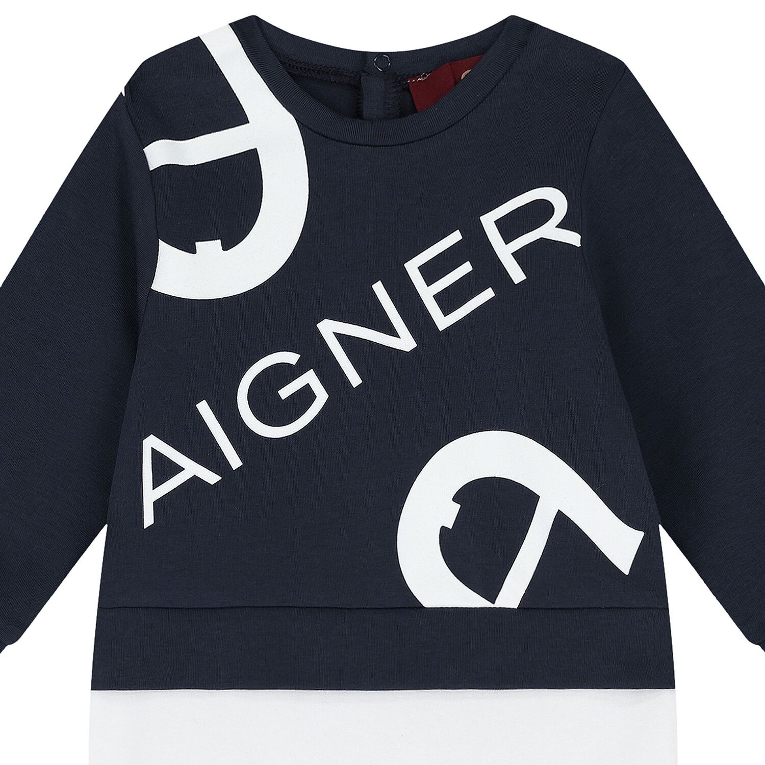Baby Boys White & Navy Blue Logo Babygrow, 2, hi-res image number null