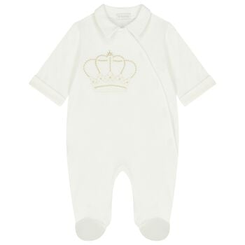 Baby Boys Ivory Crown Babygrow