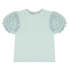 Girls Green Tulle Blouse, 2, hi-res