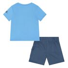 Younger Boys Blue Logo Shorts Set, 1, hi-res