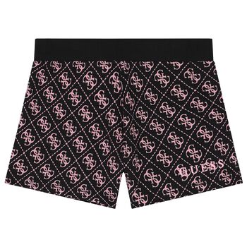 Girls Black & Pink Logo Shorts