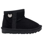 Younger Girls Black Faux Suede Boots, 2, hi-res