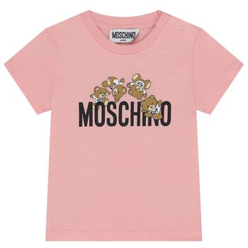 Younger Girls Pink Teddy Bear  Logo T-Shirt