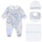 Baby Boys White & Blue Geo Map Babygrow Gift Set, 2, hi-res