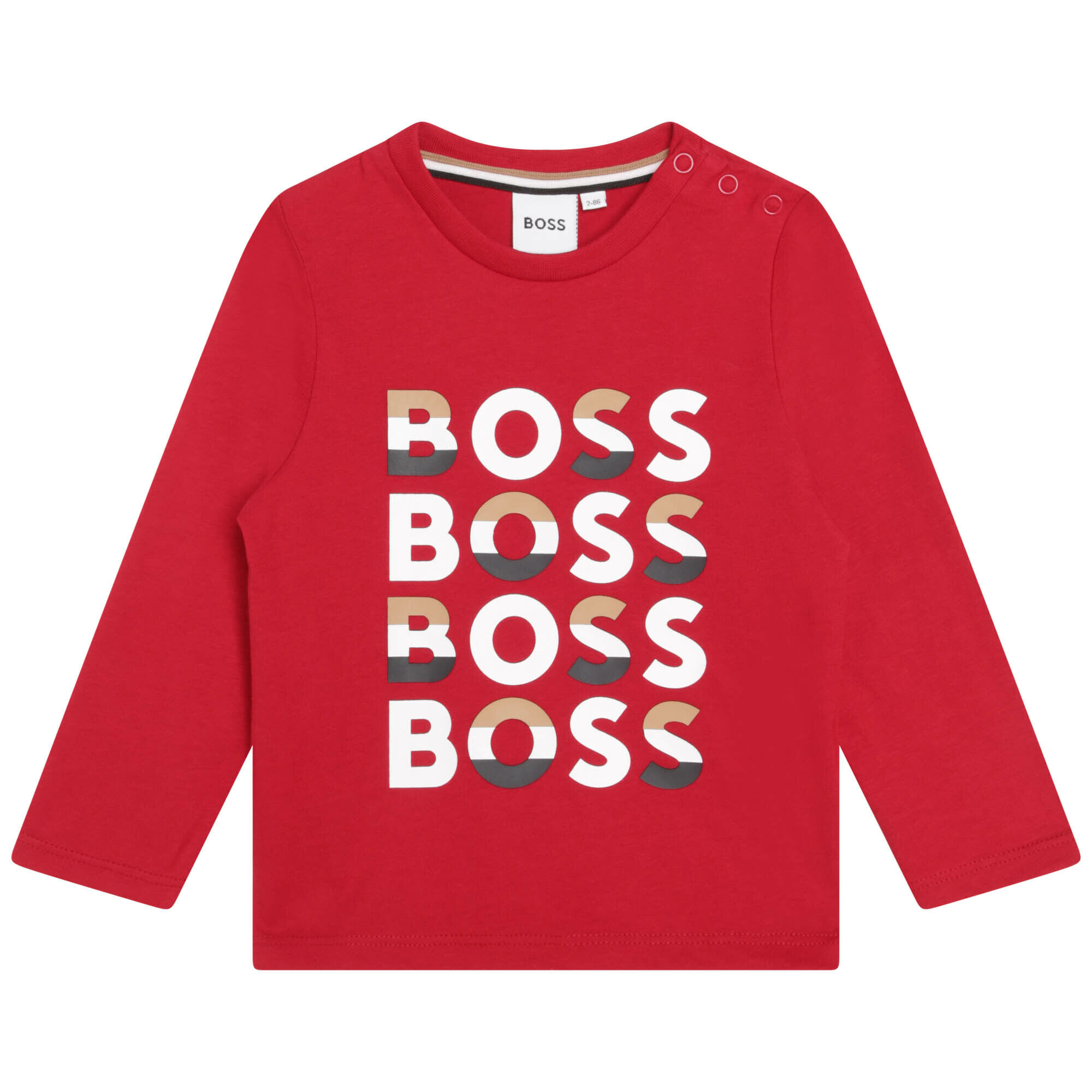 BOSS Younger Boys Red Logo Long Sleeve Top | Junior Couture USA