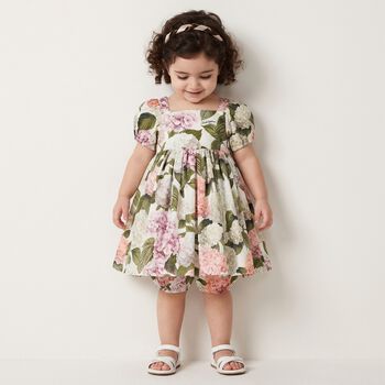 Baby Girls Pink & Green Floral Dress Set