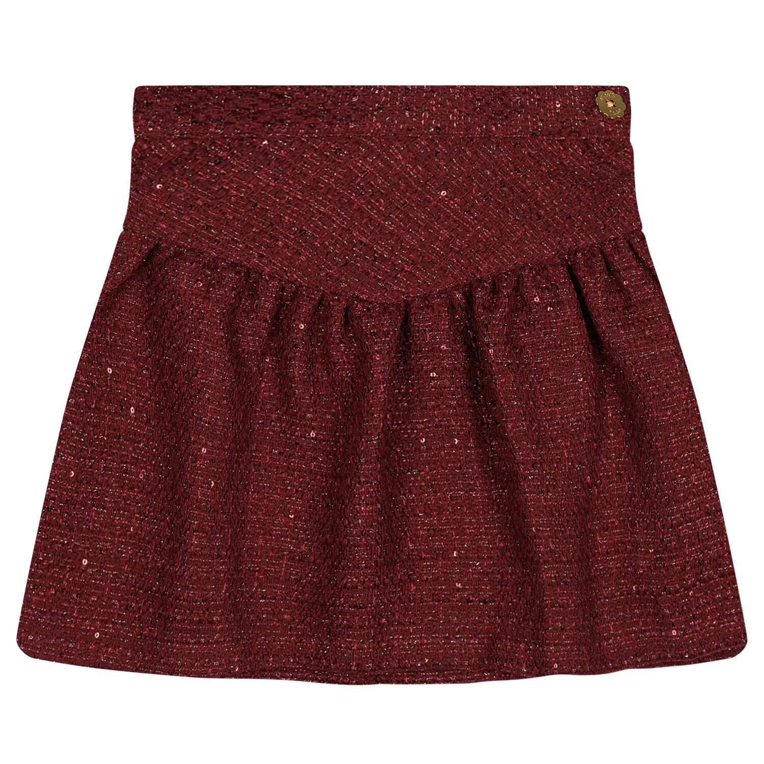 Girls Burgundy & Gold Tweed Frankie Skirt, 1, hi-res