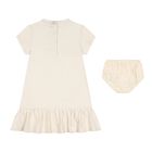 Baby Girls Ivory Patchwork Bear Dress Set, 1, hi-res