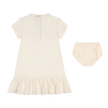 Baby Girls Ivory Patchwork Bear Dress Set