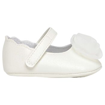 Mayoral Baby Girls White Flower Pre Walker Shoes, 1 Baby Girls White Flower Pre Walker Shoes