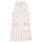 Girls White & Pink Bow Dress, 1, hi-res