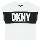 تيشيرت بنات بالشعار باللون الأبيض والأسود, 1, hi-res