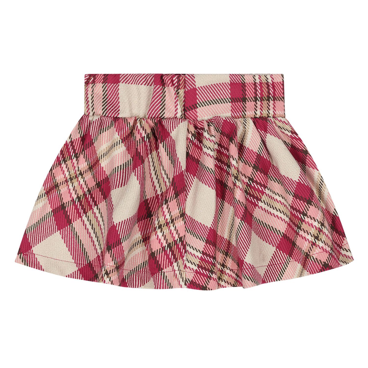 Younger Girls White & Burgundy Plaid Skirt Set, 1, hi-res