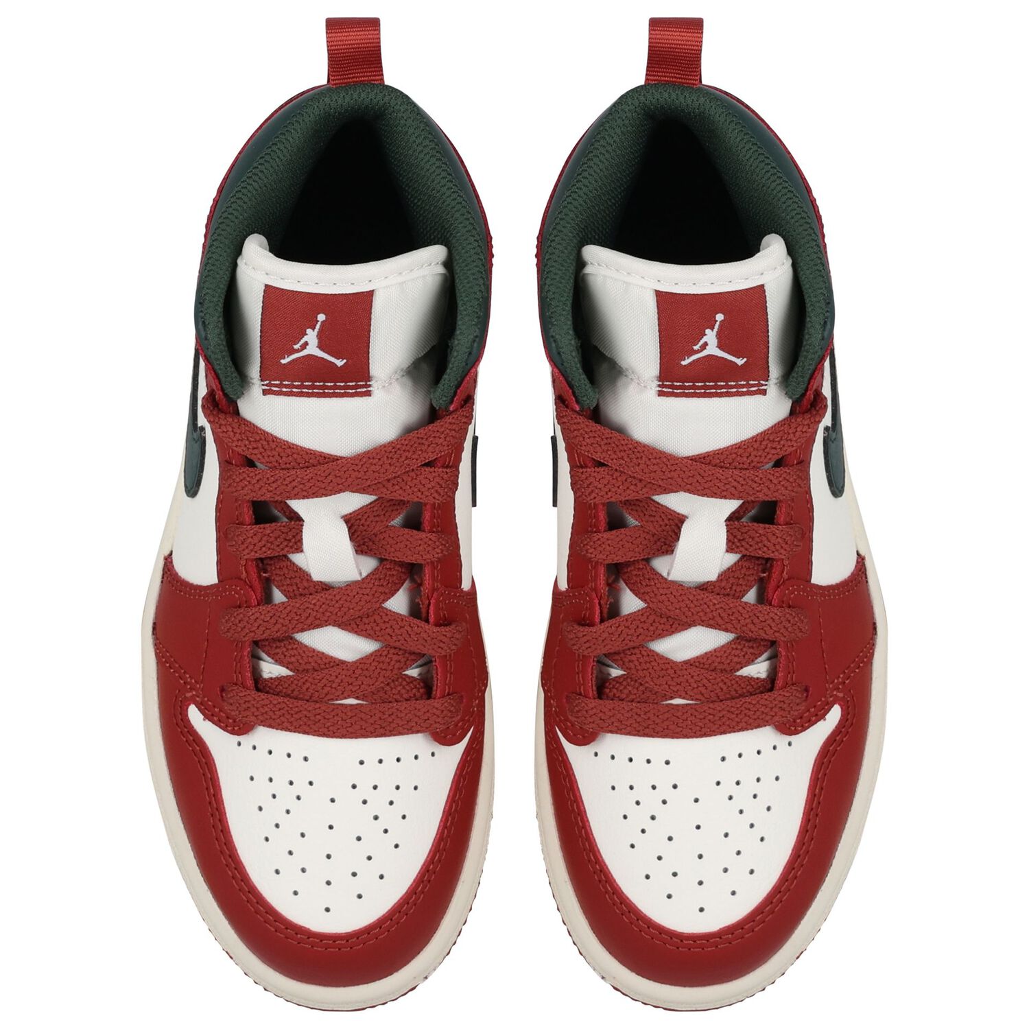 Red, Green & White Air Jordan 1 Mid Trainers, 3, hi-res