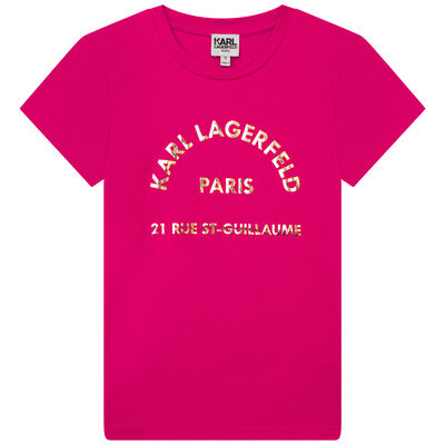 Girls Pink & Gold Logo T-Shirt