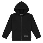 Black Logo Hooded Zip Up Top, 3, hi-res