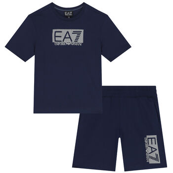 Boys Navy Logo Shorts Set