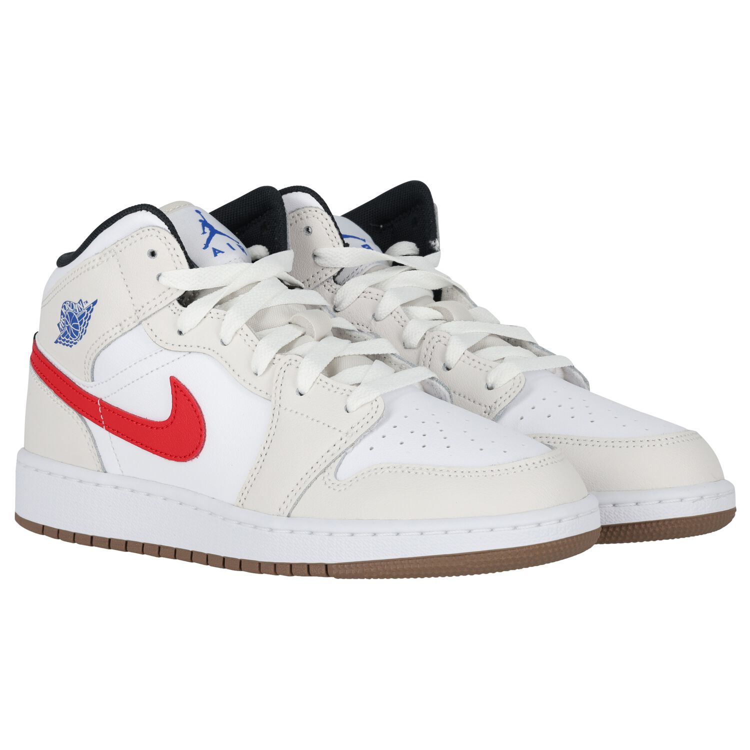 White & Grey Air Jordan 1 Mid Trainers, 8, hi-res