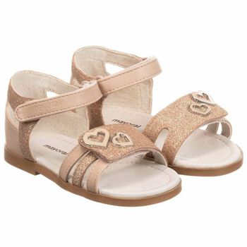 Younger Girls Pink & Rose Gold Sandals