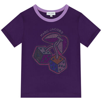 Girls Purple Embellished Logo T-Shirt