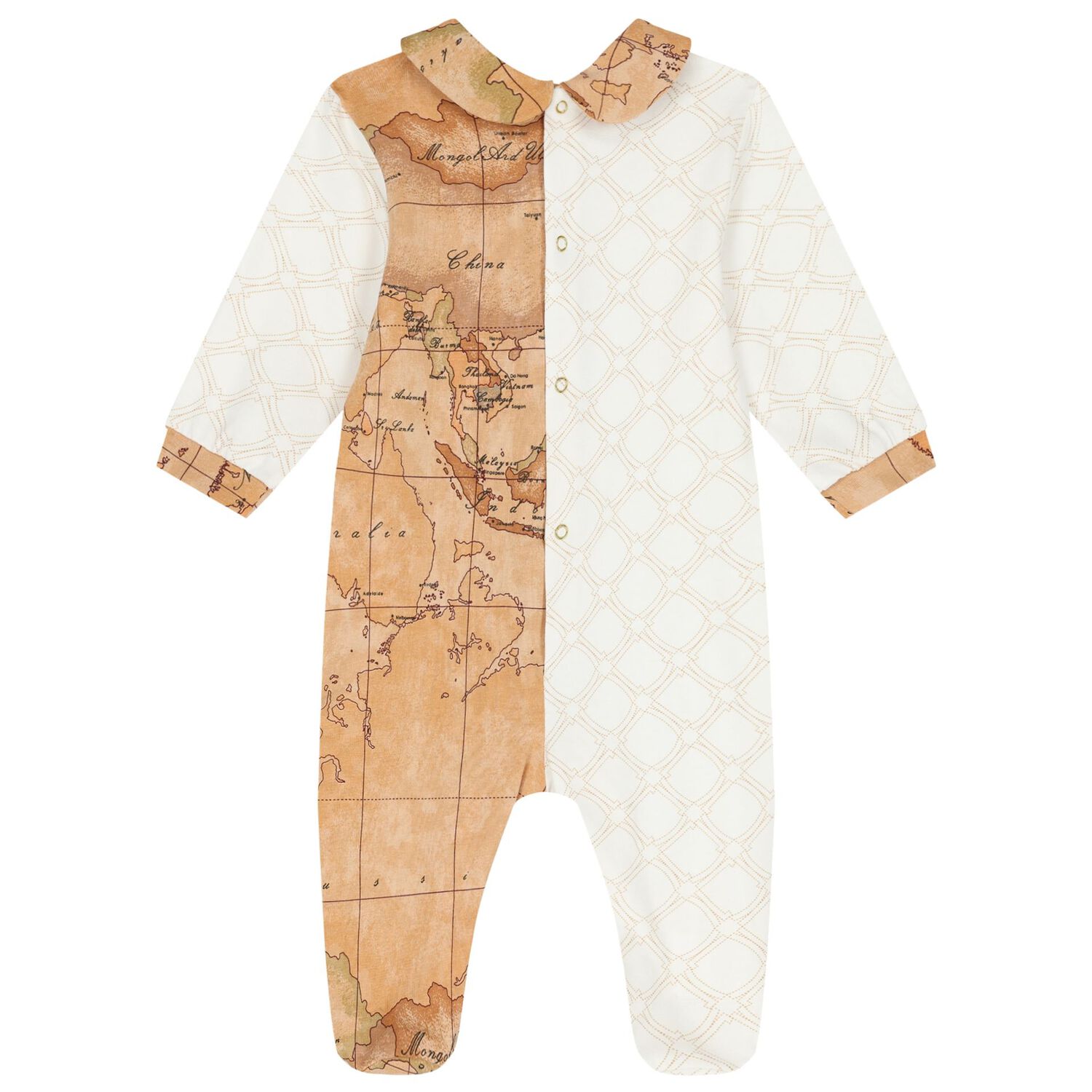 Beige & Ivory Geo Map Babygrow, 1, hi-res