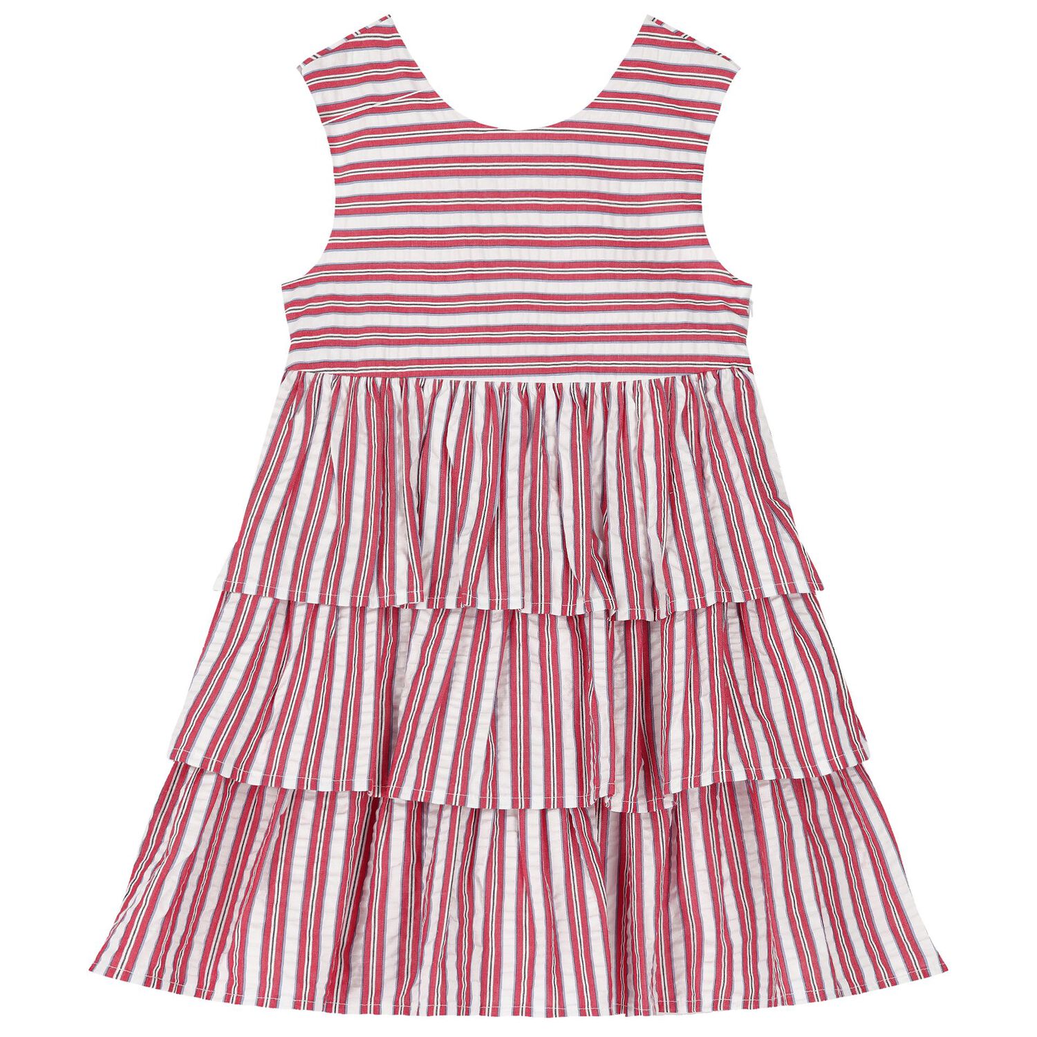 فستان بنات مخطط باللون الأبيض والأحمر, 1, hi-res image number null