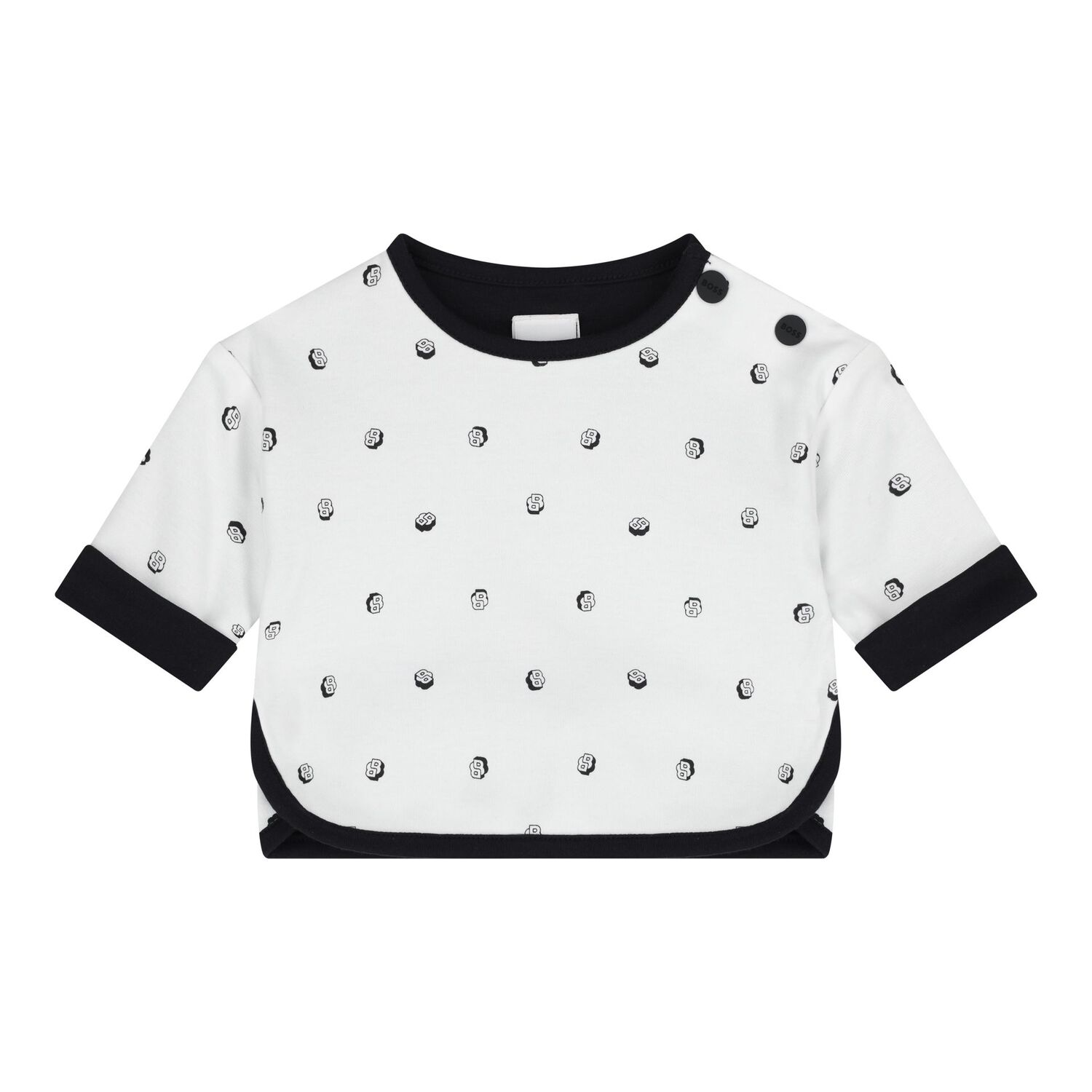 طقم بنطلون قابل للعكس بالشعار للاولاد باللون الابيض والاسود , 1, hi-res