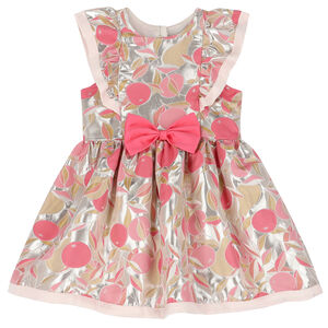 Girls Pink & Silver Jacquard Dress