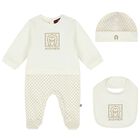 Ivory & Gold Logo Babygrow Gift Set, 1, hi-res
