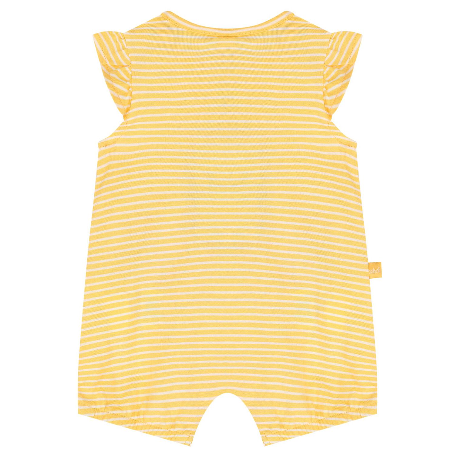 Baby Girls Yellow & White Striped Flower Romper, 1, hi-res