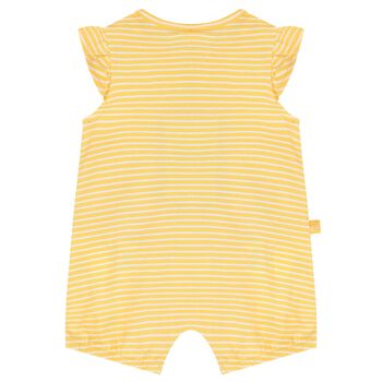 Baby Girls Yellow & White Striped Flower Romper