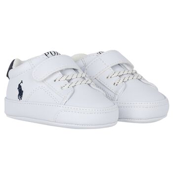 Baby Boys White & Navy Blue Logo Pre Walker Shoes