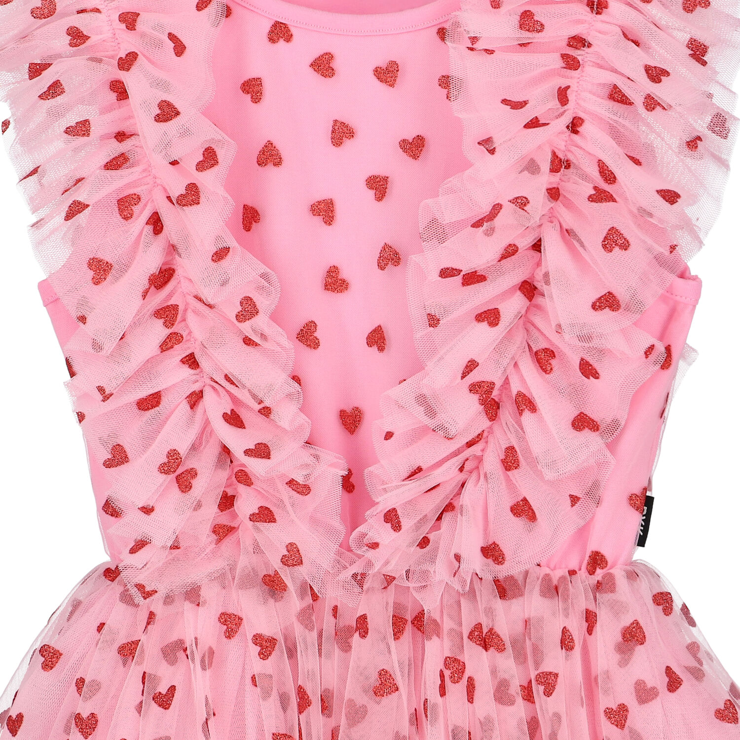 Girls Pink Tulle Heart Dress, 1, hi-res