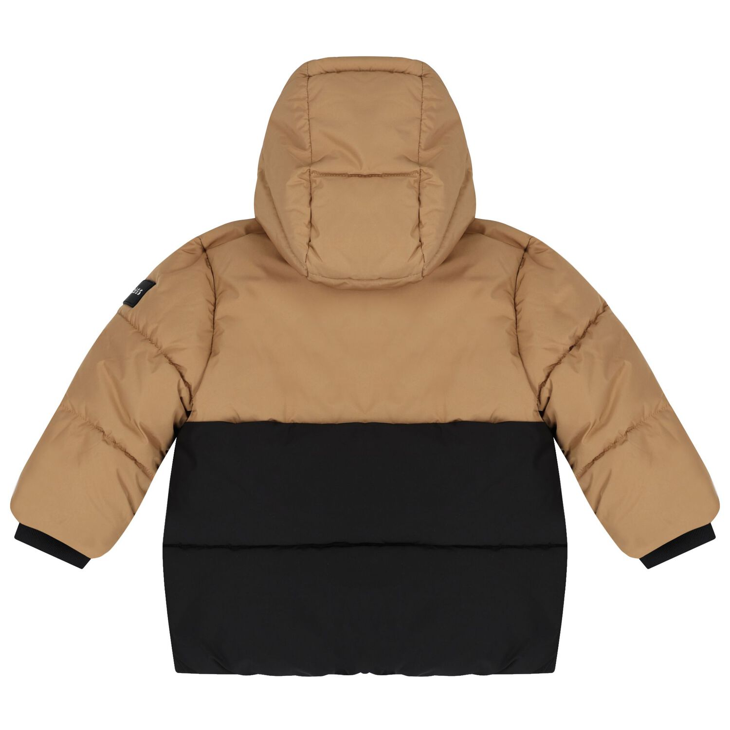 Younger Boys Beige & Black Puffer Jacket, 1, hi-res image number null
