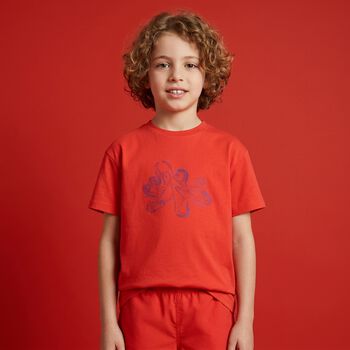 Boys Red Octopus T-Shirt