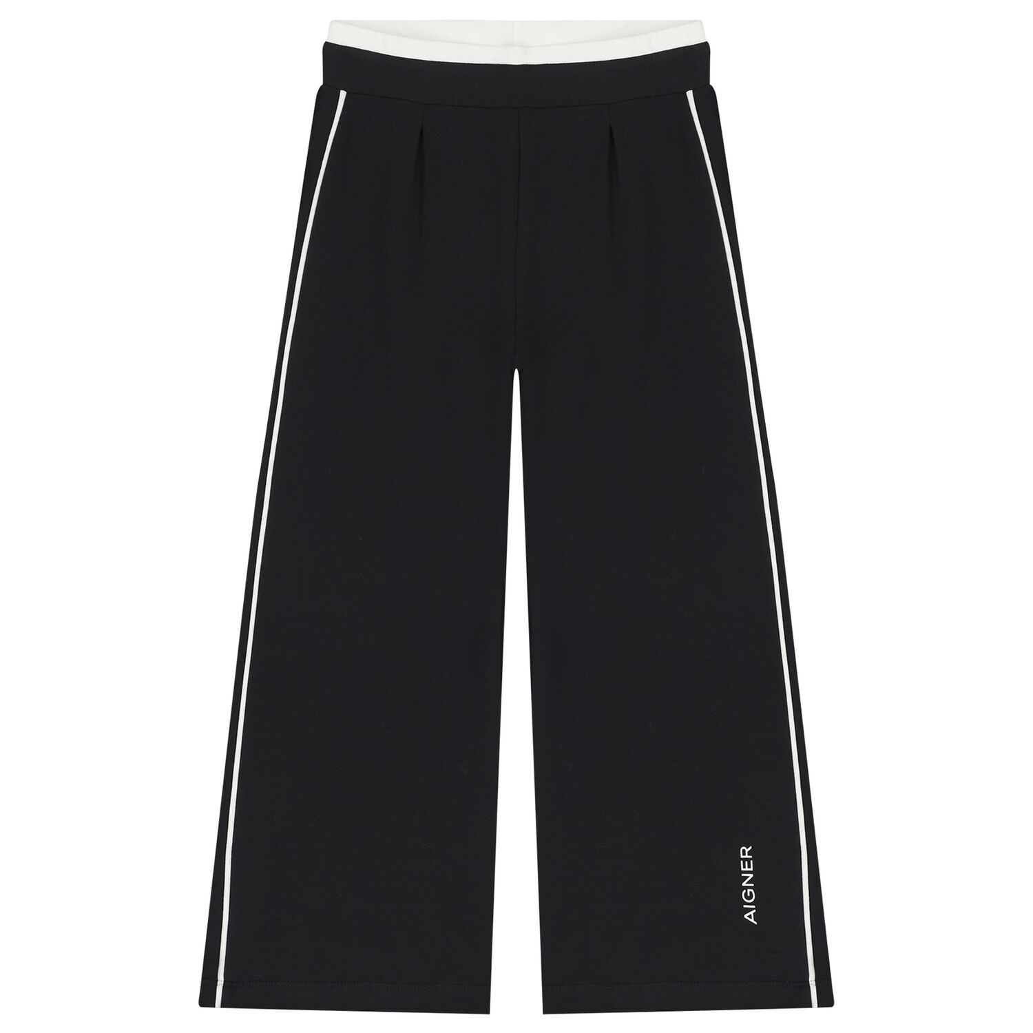 Girls Black Logo Trousers, 1, hi-res