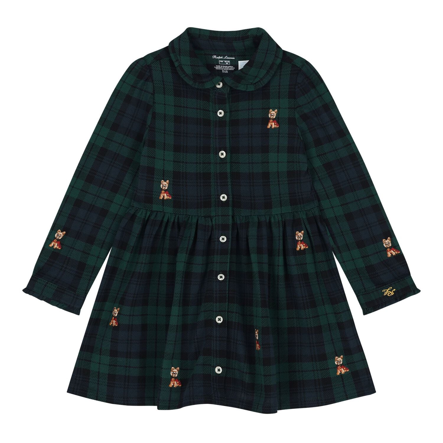 Baby Girls Green & Black Tartan Dress Set, 1, hi-res