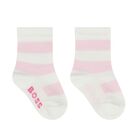 Baby Girls White & Pink Logo Socks ( 3-Pack ) , 1, hi-res