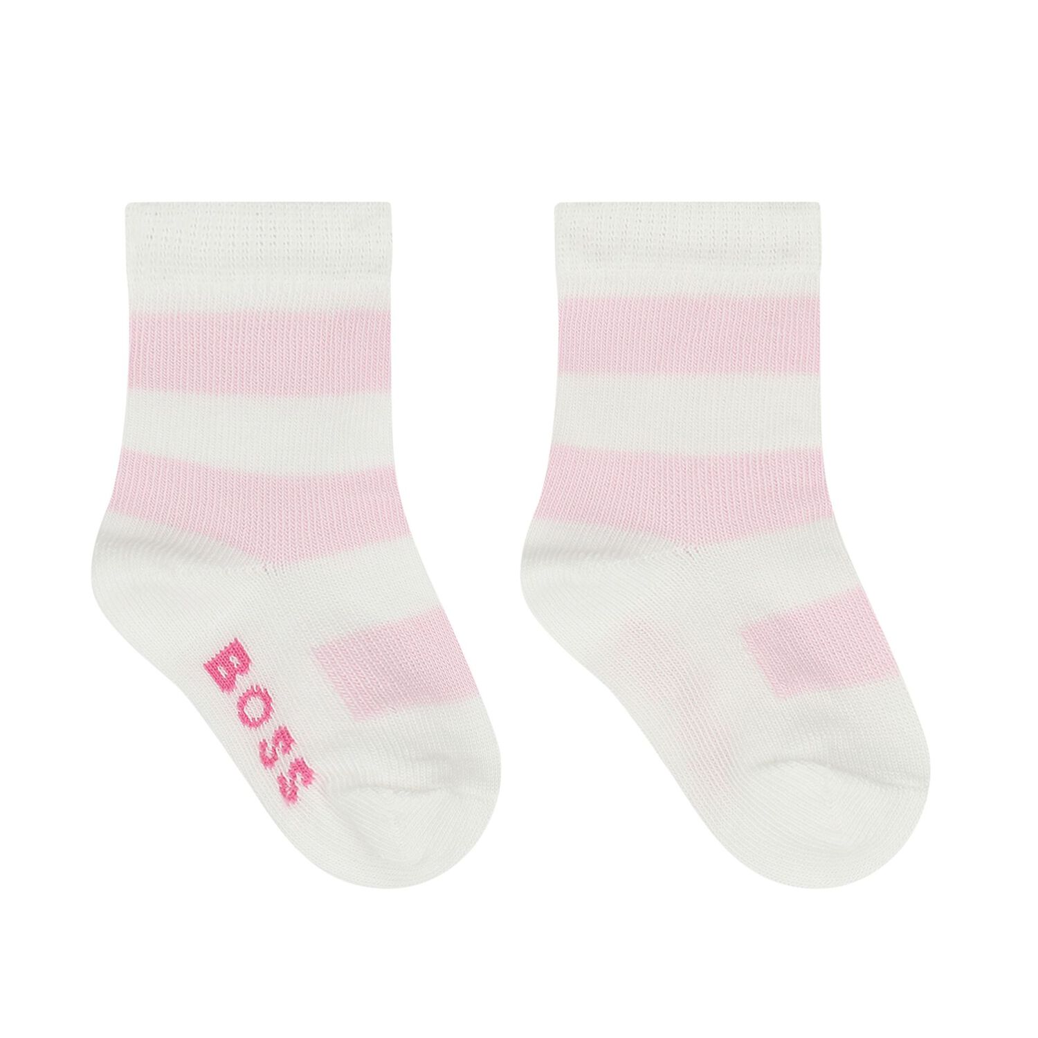 Baby Girls White & Pink Logo Socks ( 3-Pack ) , 1, hi-res