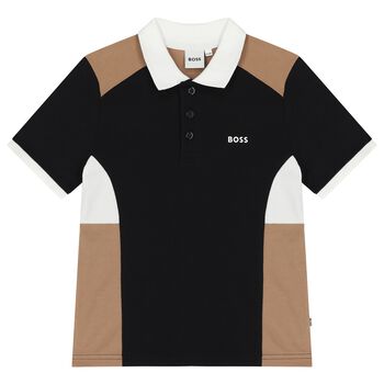 BOSS Boys Black Logo Polo Shirt, 1 Boys Black Logo Polo Shirt