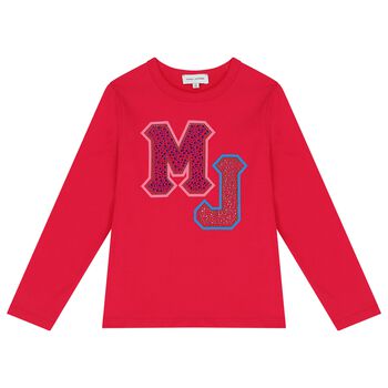 Girls Pink Embellished Logo Long Sleeve Top