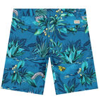 Boys Blue Leaves Chino Shorts, 1, hi-res