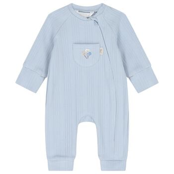 Baby Boys Blue Balloon Motif Ribbed Romper