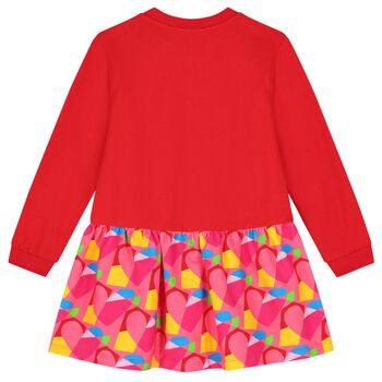 Girls Red Hearts Sweatshirt Dress